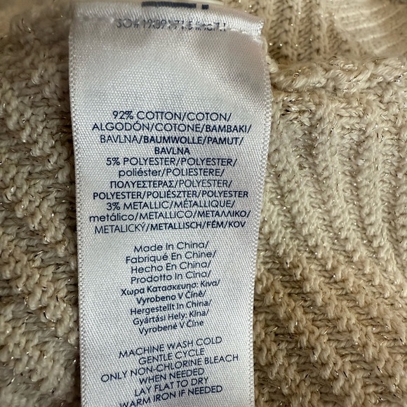 Chaps Women's cream V-Neck Sweater pullover with sparkle to it Size Large - Picture 3 of 7